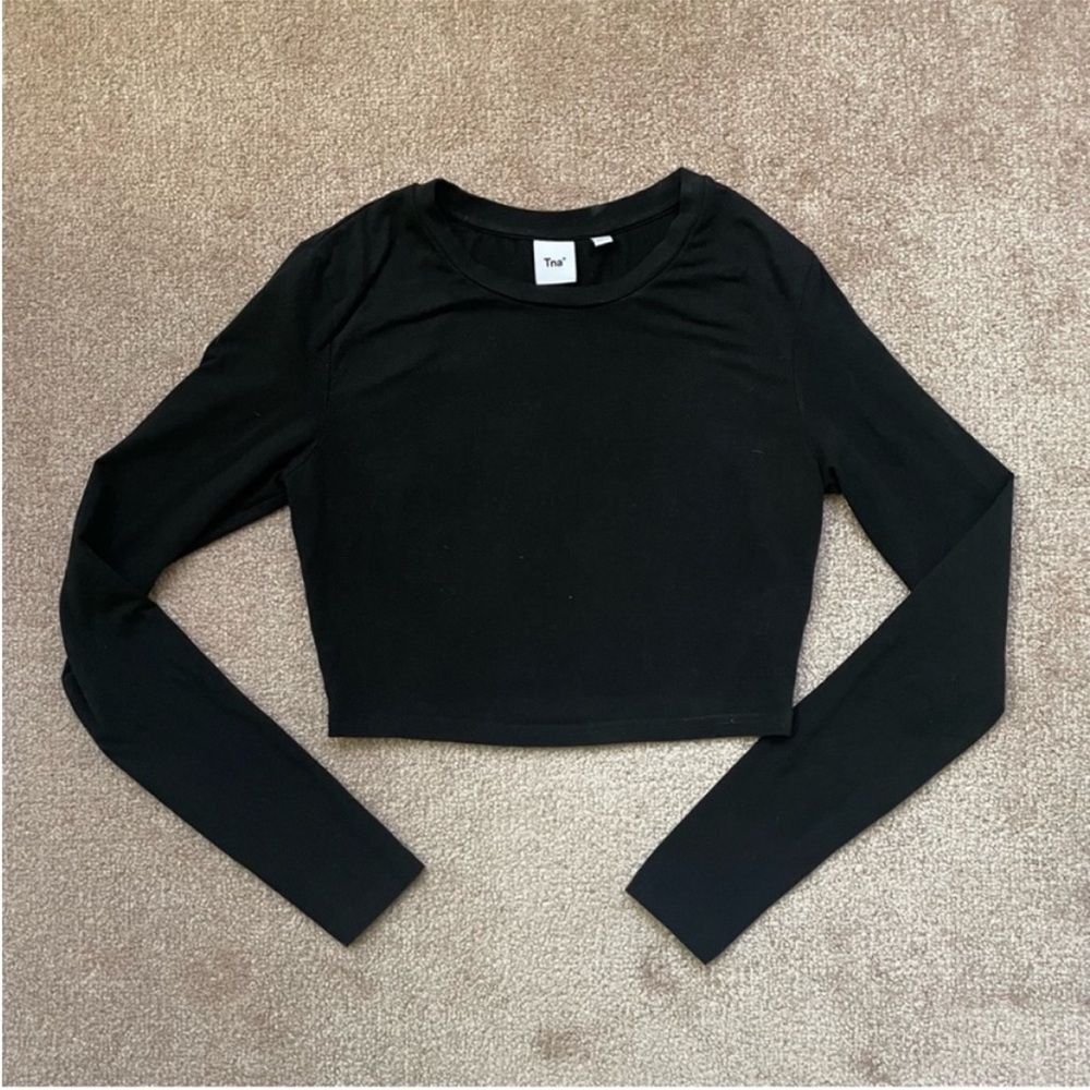 TNA Black Cropped Long Sleeved Shirt - XS